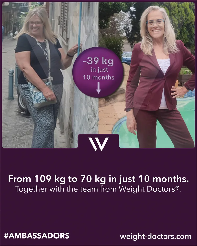 Weight Doctors® قبل وبعد: مريضة من 109 kg إلى 70 kg في عشرة أشهر، بالتعاون مع فريق Weight Doctors®