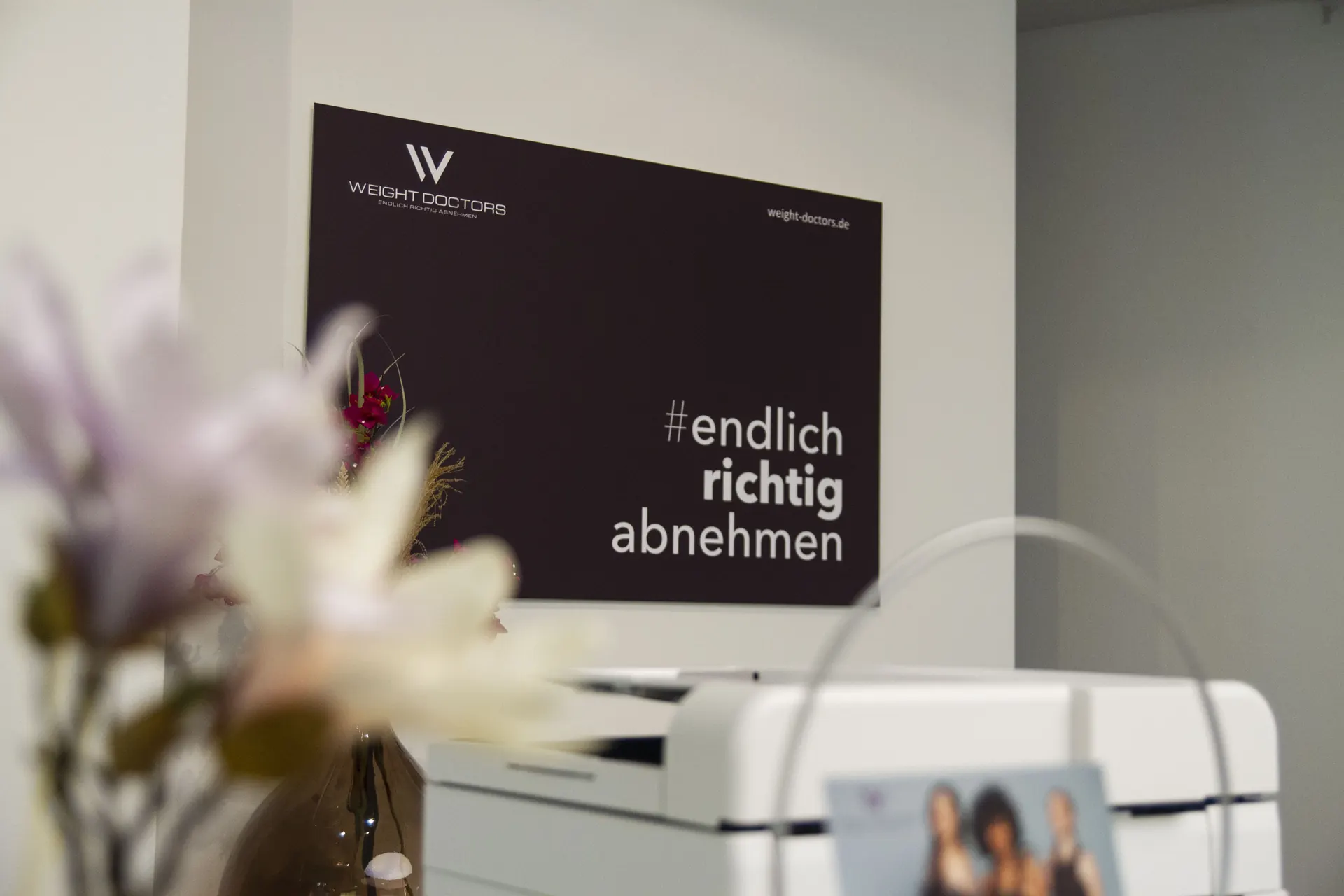 منطقة الاستشارة في Weight Doctors® مع الشعار #endlich richtig abnehmen